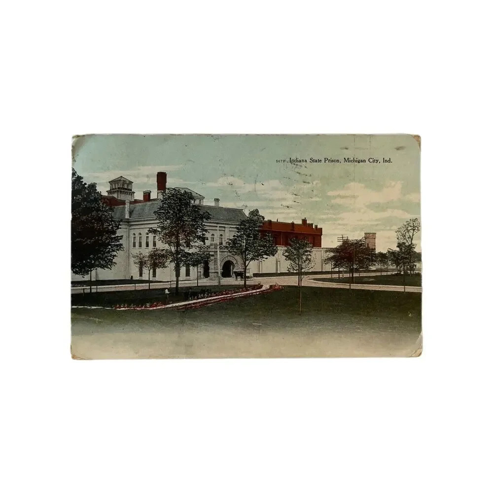 Antique 1908 Ephemera Postcard Indiana State Prison Michigan City IN Litho Print